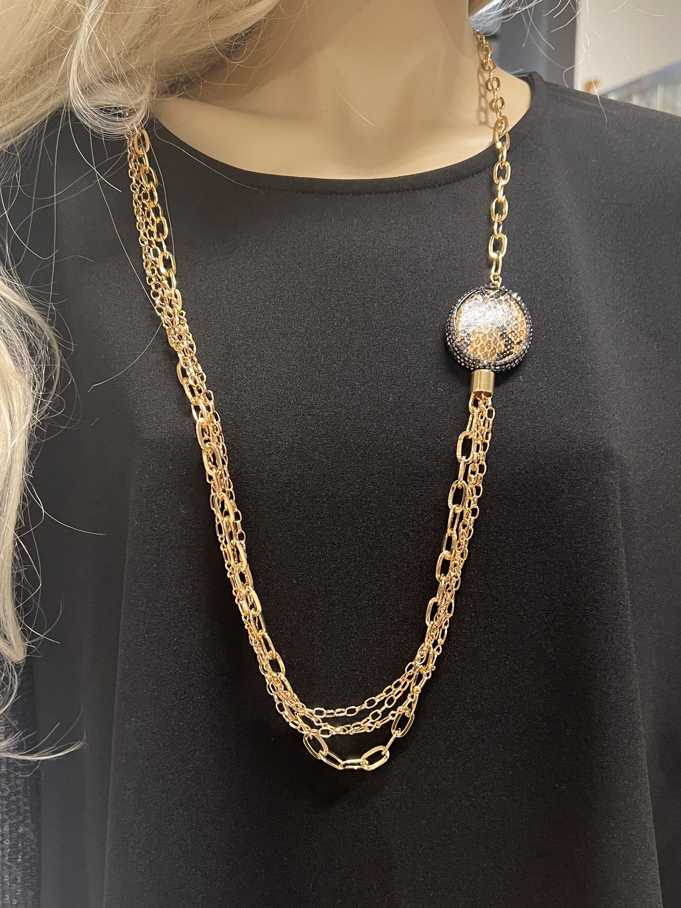 Paola - Halsband i guld med hänge med ormtryck - Gold